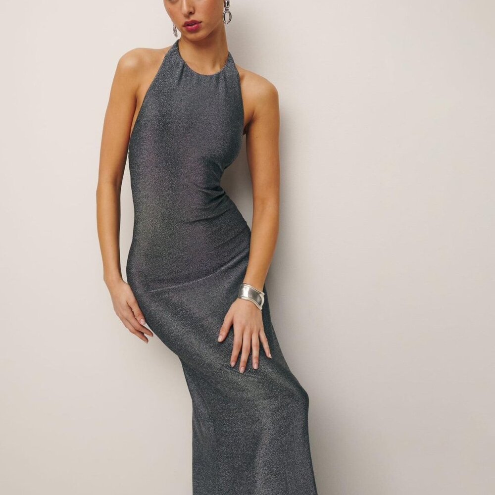 Reformation Women's Grey and Silver Dress